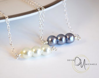 Triple Pearl Necklace - Gold or Silver Necklace - 3 Pearl Necklace