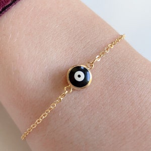 Dainty Evil Eye Bracelet, Minimalist Bracelet, Gold Evil Eye Bracelet for Women, Protection Jewelry,  Stacking Bracelet for Her