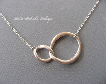 Silver Double Link Pendant Necklace, Choker, silver necklace