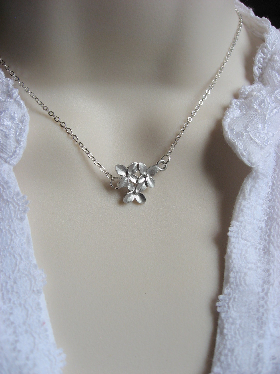 Cherry Blossom Flower Necklace in Silver Silver Pendant Etsy