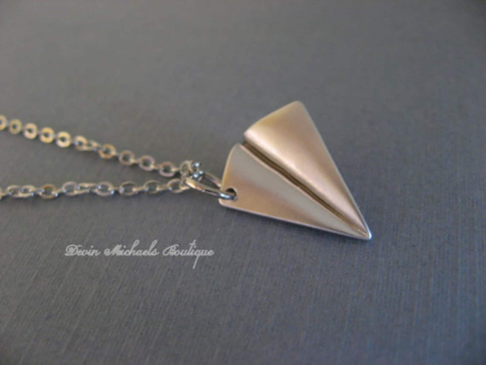 Jewelry 18K Gold Plated Paper Origami Plane Necklaces Minimalist Plane Necklace Gift 30pcs-N011