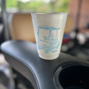 Frosted Pearlized Flex Cup 16 oz - Blue Golf Cart Roadie | Set of 8