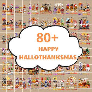 80+ Happy Hallothanksmas Png Bundle, Happy Halloween Png, Thanksgiving Png, Christmas Png, Santa Png, Autumn Png, Hallothanksmas
