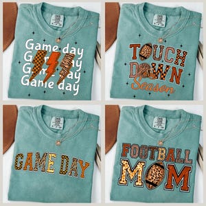 Orange Football Png Bundle, Game Day Touchdown Season Png, Fall Football Shirt Design, Leopard Football Checkered Png, Football Mom Png