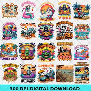 20+ Bundle Summerween Png, Funny Summer-ween Png, Summerween Horror Characters Png, Spooky Summer, Halloween Gift, Year-Round, Beach Skelly