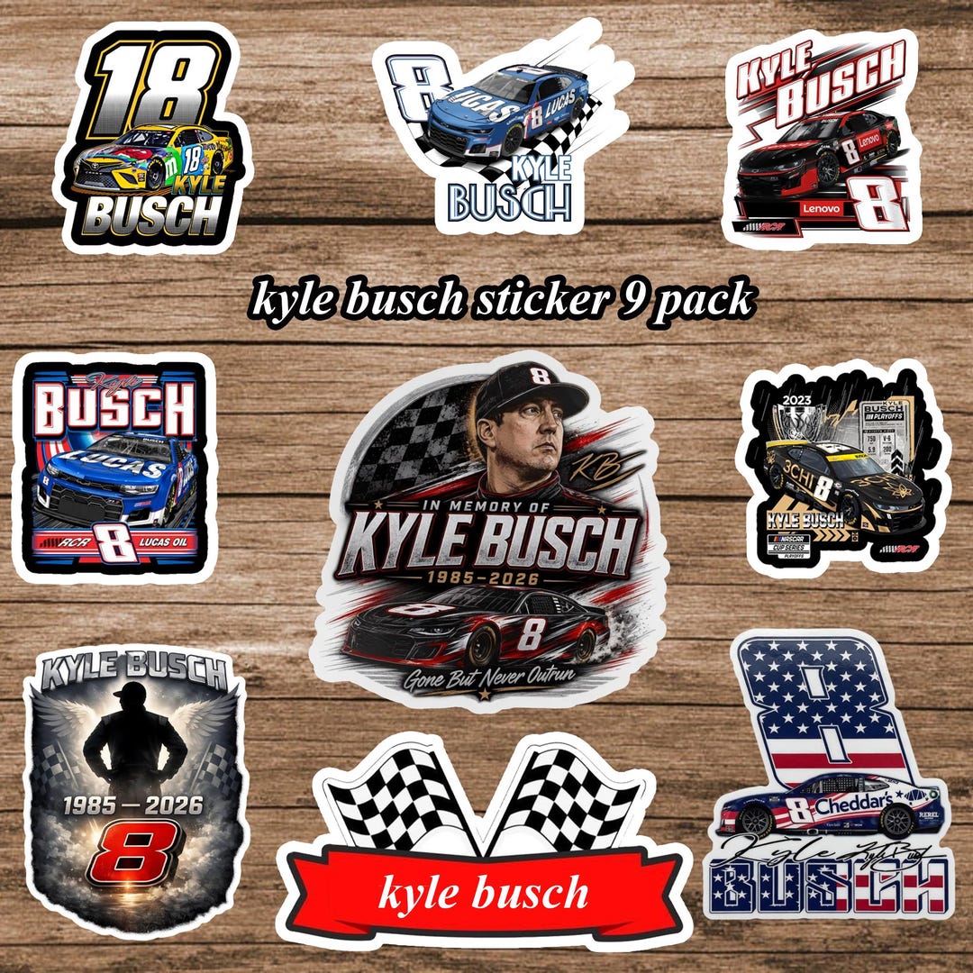 Kyle Busch Sticker Pack, 9 Pack Racing Stickers, Motorsport Fan Vinyl ...