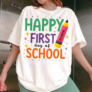 Happy First Day of School PNG, 1st day of school Png, Back to School png, First Day Of School png, Teacher png, Hello school png