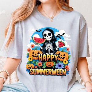 Summerween Vibes Png, Hello Summer Png, Skeleton Watermelon Summerween Png, Summer Design Png Digital Download