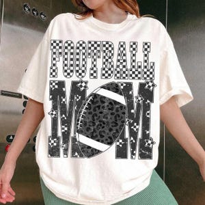 Football Mom PNG, Retro Checkerboard Leopard Star Print PNG, Game Day Sublimation Design, Sport Mama Digital Download Shirt PNG
