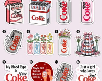Diet Coke Can Pack Sticker For Laptop Or Water Bottle Die Cut Sticker For Diet Soda Fan Gift Vinyl Decal Fun Slim Can