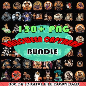150+ Halloween Capybara  PNG Bundle – Cute Spooky Capybara png Files, Kawaii Animal Halloween Digital Download, Summerween png