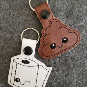 Poop and Toilet Paper Snap Tab Keychain Set