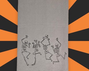 Dancing Skeletons Linen Hand Towel