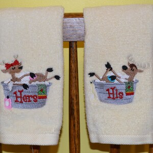 Christmas Reindeer His and Hers Towel Set image 1