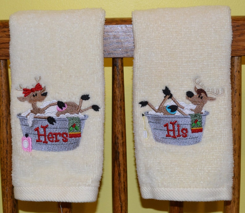 Christmas Reindeer His and Hers Towel Set image 1