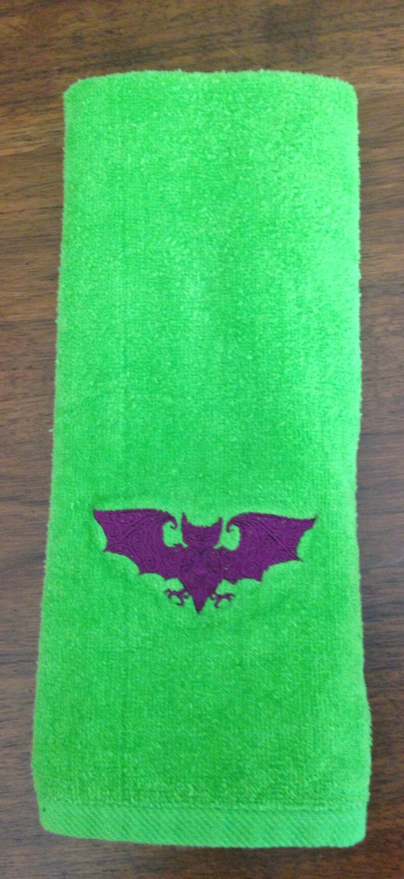 Baroque Bat Embroidered Bath Hand Towel Etsy