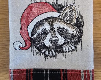 Waschbär Weihnachtshandtuch