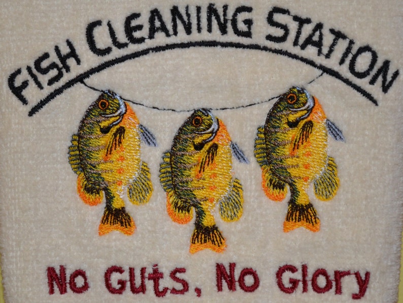 Embroidered Fishing Bathroom Hand Towel image 2