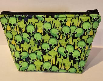 Green Alien Zippered Bag