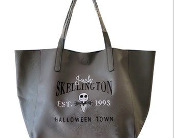 Jack Skellington Faux Leather Tote Bag