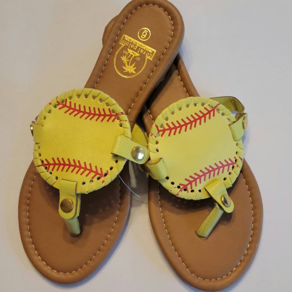 Monogrammed Softball Summer Disc Sandals