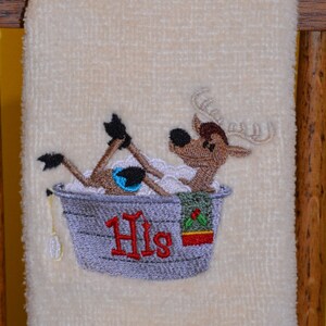 Christmas Reindeer His and Hers Towel Set image 2