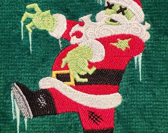 Zombie Santa Embroidered Hand Towel