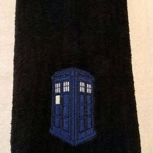 Doctor Who Inspired Police Call Box Embroidered Hand Towel image 3