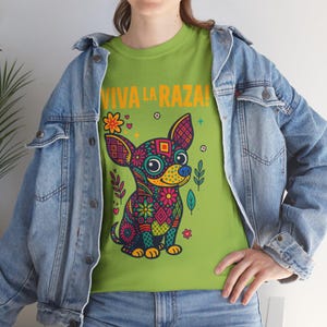 Chihuahua Dog Print Mexican Shirt, Graphic Tee for Dog Lovers, ¡Viva la Raza! T-Shirt,Pro Immigrants Tee, Cultura Shirt, Mexican Women Shirt