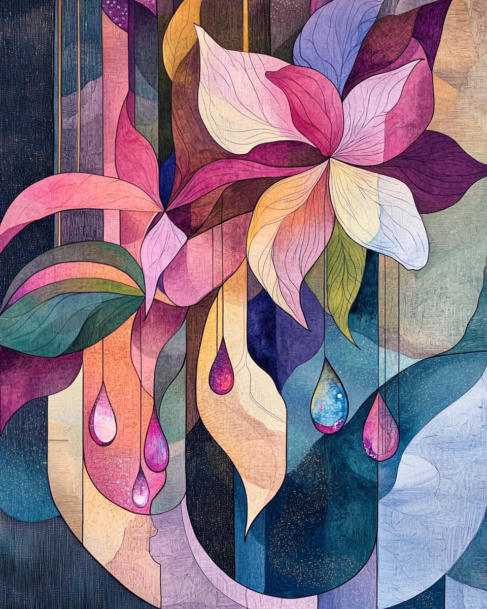 Stained Glass Floral Digital Print – Vintage Flower Window Art ...