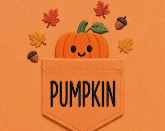 Peek Pumpkin Embroidery Design, Fall Pocket Machine Embroidery File (Digital Download)