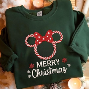 Merry Christmas Embroidery Design, Candy Cane Mouse Embroidery File, Holiday Bow Embroidery Pattern, Instant Download