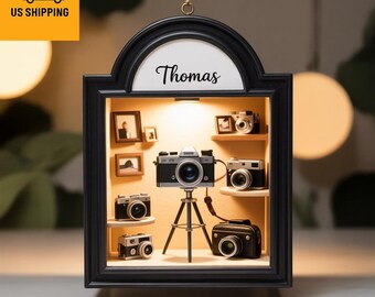 Camera Ornament Personalized Photographer Gift Custom Name Photography Christmas Decoration Vintage Camera Collector Ornament
