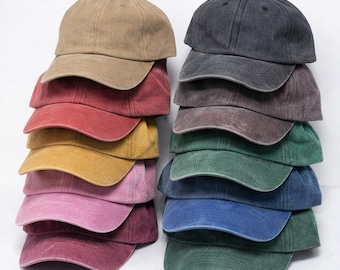 Blank Cotton Baseball Cap, Pigment Dyed Dad Hat, Unstructured Low Profile Cap