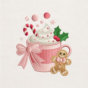 Christmas Mug Embroidery Design, Gingerbread Man Embroidery File, Candy Cane Embroidery Pattern, Cute Holiday Mug Embroidery, Christmas File