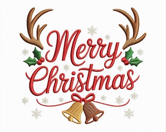Merry Christmas Embroidery Design, Holiday Lettering Embroidery File, Christmas Saying Embroidery Pattern, Festive Script Embroidery