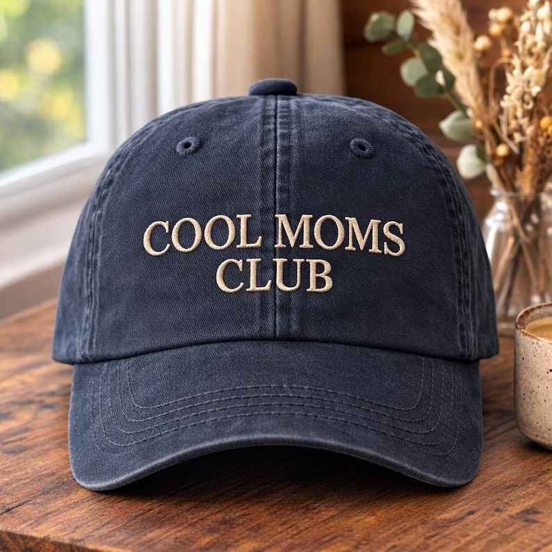 Cool Moms Club Embroidered Hat, Vintage Mom Baseball Cap, Trendy Mom Gift, Mothers Day Gift, Cute Mom Hat, Aesthetic Embroidered Cap image 2