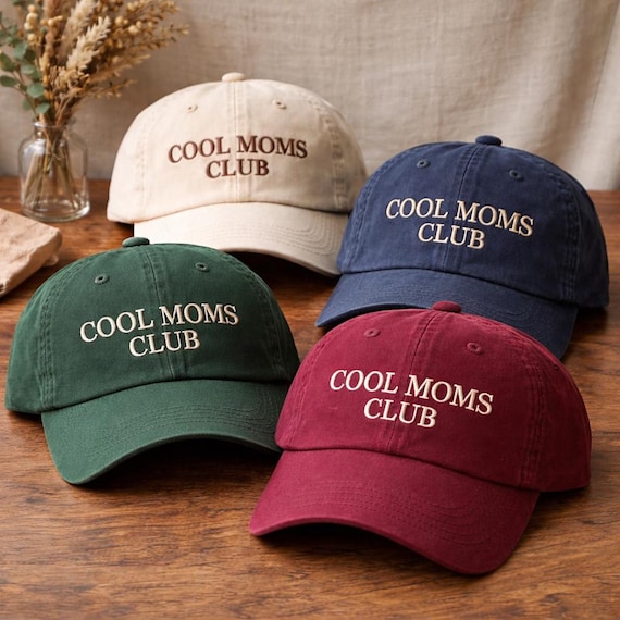 Cool Moms Club Embroidered Hat, Vintage Mom Baseball Cap, Trendy Mom Gift, Mothers Day Gift, Cute Mom Hat, Aesthetic Embroidered Cap