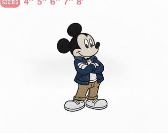 Disney Musse Pigg broderidesign, Casual Musse Pigg broderifil, tecknad figurbroderi, 5 storlekar 4–8 tum