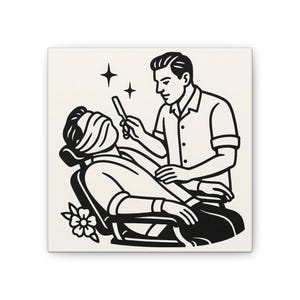 Vintage Barber Canvas Art, Barber Shop Decor, Retro Wall Art, Gift for Him, Hair Styling Artwork, Unique Man Cave Decor