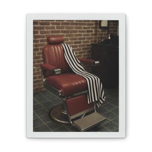 Barber Shop Canvas Wall Art, Vintage Barbershop Decor, Men&#39;s Grooming Gift, Barber Chair Picture, Hair Salon Wall Hanging