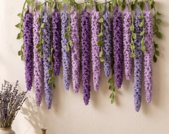 Crochet Wisteria Curtain,   Flower Window Hanging, Floral Door Curtain, Cottage core, Boho Home Decor, Wall Art winter fall decor Halloween