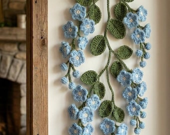 Handmade Crochet Boho Flowers Milk Cotton Wall Hanging, Fathers day Gift, Home Decor