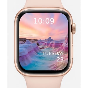 Minimalist Pastel Mountain Apple Watch Wallpaper: Instant Download