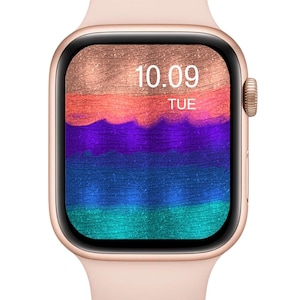 Rainbow Brush Stroke Apple Watch Wallpaper: Abstract Art Face (Digital Download)