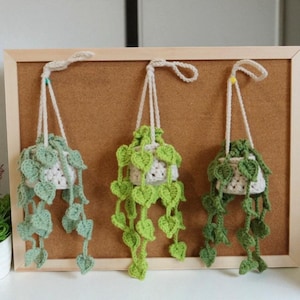 Pothos Plant Crochet Pattern PDF, Car Hanging Plant Amigurumi, Flower Basket Decor Crochet Pattern, Cute Greenery Digital Download