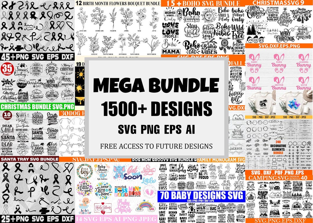 Mega SVG Bundle: Layered Cut Files for Cricut (commercial Use, Instant ...