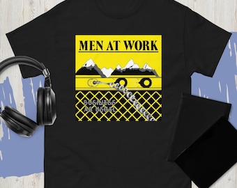 Men At Work Business As Usual Albumomslag Vit Svart Skjorta USA Storlek S-XXXL