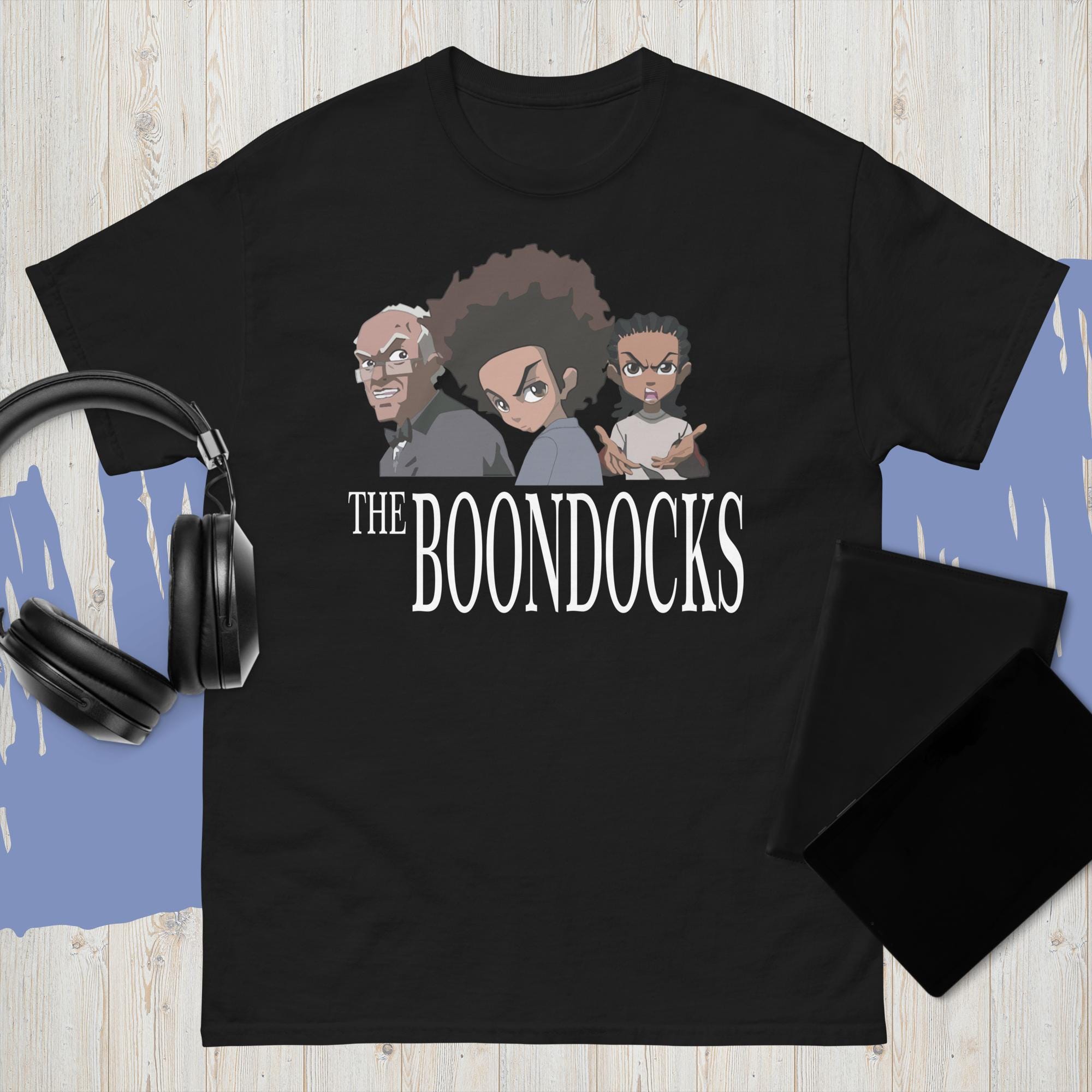 New The Boondocks Huey Animated Cartoon Men's Funny T-Shirt USA Size S-3xl, image size:2000x2000