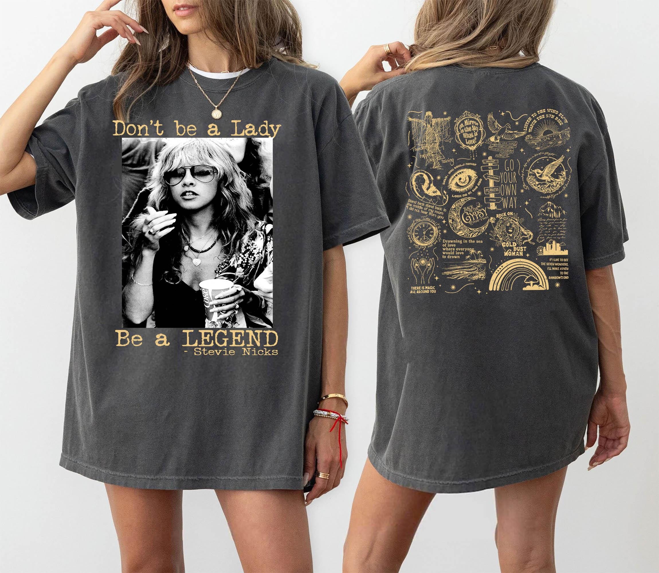 T-shirt Vintage Stevie Nicks Avec Motif Smoking - Coton, Manches Courtes, Unisexe